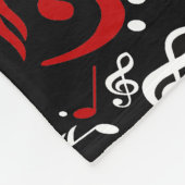 赤く黒い音符のスカル フリースブランケット (角)