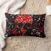 赤く黒い音符のスカル ランバークッション (ブランケット)