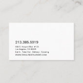 赤く黒く中国のなアジアレストランのシェフのケータリング 名刺 (裏面)