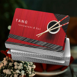 赤く黒く中国のなアジアレストランのシェフのケータリング 名刺