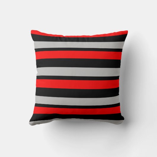 赤く黒く、銀製のストライプのな装飾用クッション クッション (裏面)