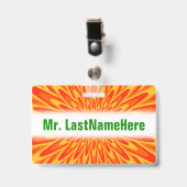 赤く、オレンジ、黄色の破烈パターン + 名前をカスタムする バッジ (正面 （クリップ付）)