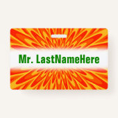 赤く、オレンジ、黄色の破烈パターン + 名前をカスタムする バッジ (正面)
