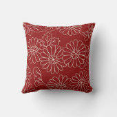 赤く、クリーム色の花の装飾的な枕 クッション (裏面)