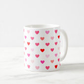 赤く、ピンクのハート コーヒーマグカップ (正面右)