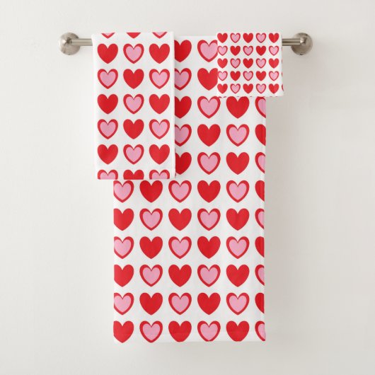 赤く、ピンクのハート バスタオルセット (インサイチュ)