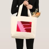 赤く、ピンクのピアノまたは器官のキーボード ラージトートバッグ (正面(商品))