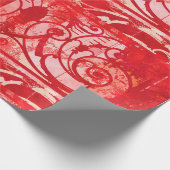 赤く、ピンクヴィンテージのダマスク織のパリのバレンタイン ラッピングペーパー (角)