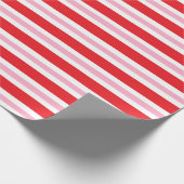 赤く、白いおよびピンクの厚いおよび薄く縞で飾ります ラッピングペーパー (角)