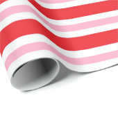 赤く、白いおよびピンクの厚いおよび薄く縞で飾ります ラッピングペーパー (ロールコーナー)