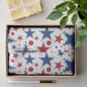 赤く、白いおよびブルースターのプリントパターン 薄葉紙 (ギフト)