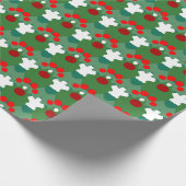 赤く、白いおよび緑の包装紙 ラッピングペーパー (角)