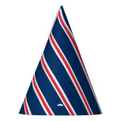 赤く、白いおよび青い縞が付いている帽子をパーティを楽しんで下さい パーティーハット (左)