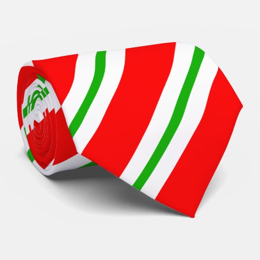 赤く、白い及び緑キャンデーのストライプの休日のタイ ネクタイ (ロール)