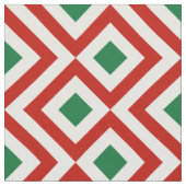 赤く、白い、緑のクリスマスの幾何学的なパターン ファブリック (クローズアップ)