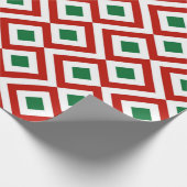 赤く、白い、緑の雷文のギフト用包装紙 ラッピングペーパー (角)