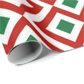 赤く、白い、緑の雷文のギフト用包装紙 ラッピングペーパー (ロールコーナー)