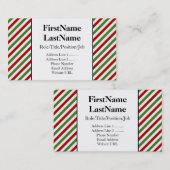 赤く、白および緑のストライプ 名刺 (正面/裏面)