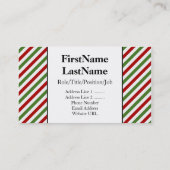 赤く、白および緑のストライプ 名刺 (裏面)