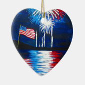 赤く、白くおよび青の花火 セラミックオーナメント (右)
