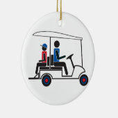 赤く、白くおよび青PTC GA家族のゴルフカート セラミックオーナメント (右)