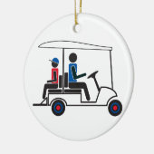 赤く、白くおよび青PTC GA家族のゴルフカート セラミックオーナメント (左)