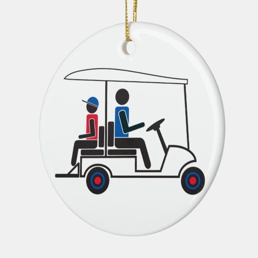 赤く、白くおよび青PTC GA家族のゴルフカート セラミックオーナメント (左)