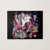 赤く、白く及び青のピットブル犬 ジグソーパズル (横)