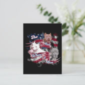 赤く、白く及び青のピットブル犬 ポストカード (スタンド正面)