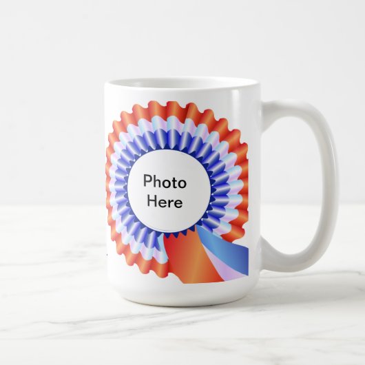 赤く、白く及び青のロゼットの写真のマグ コーヒーマグカップ (右)