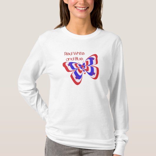 赤く、白く及び青の蝶 Tシャツ (正面)