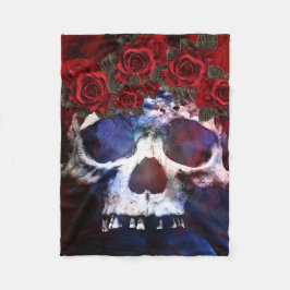 赤く、白く、および青のスカル フリースブランケット