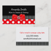 赤く、白く、及び黒い水玉模様のお母さんカード コーリングカード (正面/裏面)