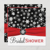 赤く、白く、黒い雪片のブライダルシャワーの招待 招待状 (正面/裏面)