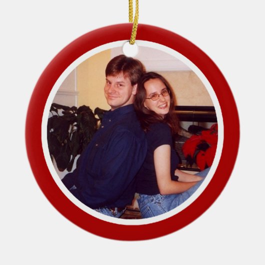 赤く、白両面 セラミックオーナメント (正面)