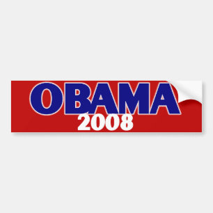 赤く、白人、青のオバマ2008年 バンパーステッカー