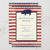 赤く、白及びあなた7月の4日バーベキューのBdayの招待状 招待状 (正面/裏面)