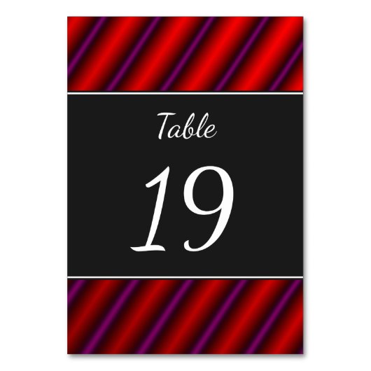 赤く、紫色および黒いレーザーそっくりのラインパターン テーブルナンバー (正面)