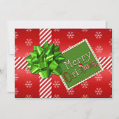 赤く、緑、白くストライプのなクリスマスの写真カード シーズンカード (正面)