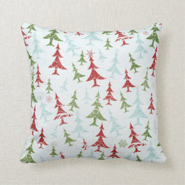 赤く、緑、青及びホワイトクリスマスの季節 クッション