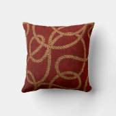 赤く、自然な航海のなロープ クッション (裏面)