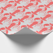 赤く、薄い灰色のCrawfishの包装紙 ラッピングペーパー (角)