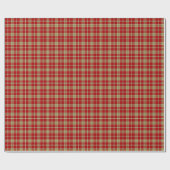 赤く、薄緑の素朴な格子縞パターン ラッピングペーパー (フラット)