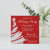 赤く、銀製のクリスマスツリーの休日のパーティ 招待状 (スタンド正面)