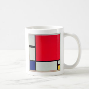 赤く、青および黄色の構成 コーヒーマグカップ