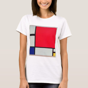 赤く、青および黄色の構成 Tシャツ