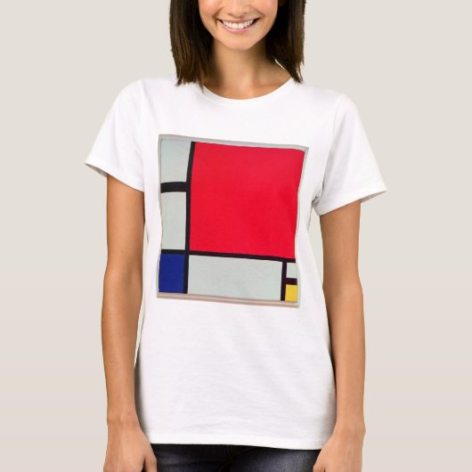 赤く、青および黄色の構成 Tシャツ (正面)