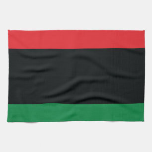 赤く、黒いおよび緑の旗 キッチンタオル
