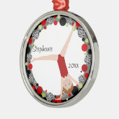 赤く、黒い及び緑のパーソナライズの赤毛の体育専門家 メタルオーナメント (左)