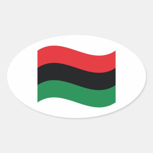 赤く、黒い及び緑の旗 楕円形シール (正面)